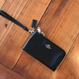 NWT Coach Double Leather Wristlet Wallet